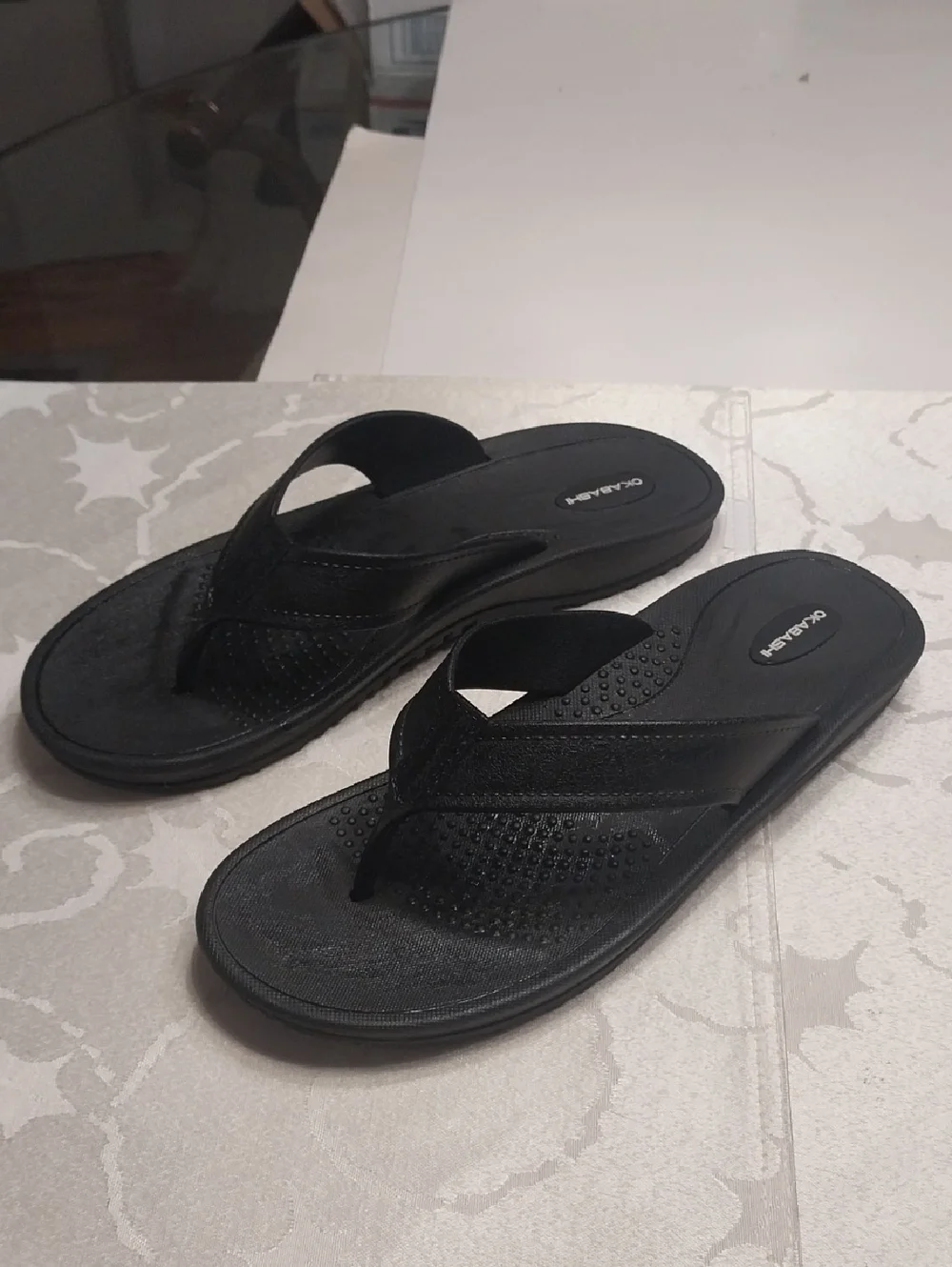 Okabashi Men's Mariner Flip Flop Sandals Size XL Black Comfort Arch Support